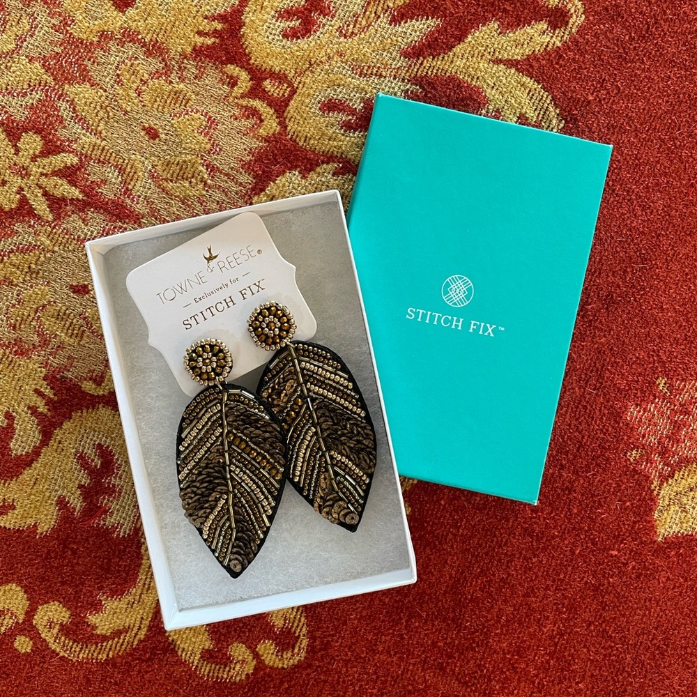 Town & Reese Beaded Leaf Earrings
